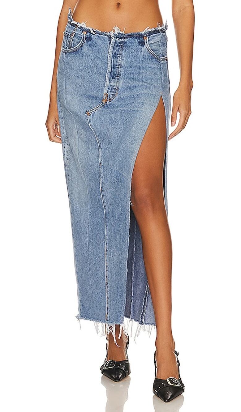 EB Denim Reworked Blue Robin Skirt Size S